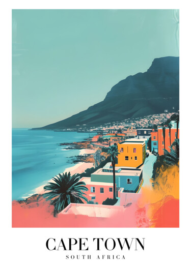 数字艺术 标题为“Cape Town Coastal E…” 由春宇 关, 原创艺术品, AI生成的图像 安装在纸板上