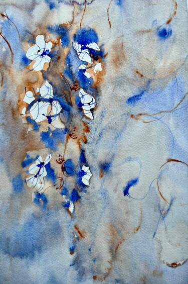 Painting titled "Flores 01" by Ana Isnardi, Original Artwork, Watercolor