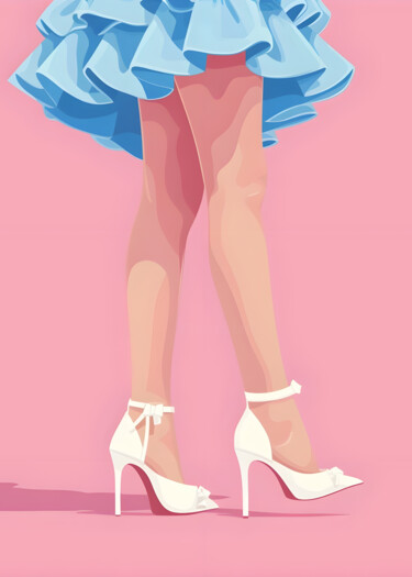 数字艺术 标题为“Elegant Ruffles and…” 由春宇 关, 原创艺术品, AI生成的图像 安装在纸板上