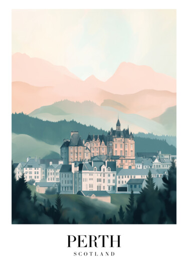 Digital Arts με τίτλο "Perth, Scotland: Mo…" από 春宇 关, Αυθεντικά έργα τέχνης, Εικόνα που δημιουργήθηκε με AI Τοποθετήθηκε στ…