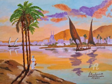 Peinture intitulée "Sunset Down on the…" par L'Orientaliste, Œuvre d'art originale, Acrylique