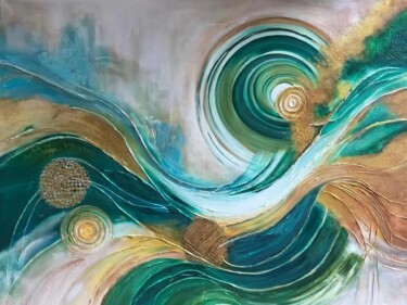 Emerald Flow Painting titled "Emerald Flow" by Malinga Kumarasinghe, Original Artwork, Acrylic