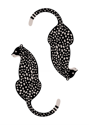 Digital Arts με τίτλο "Spotted Leopards in…" από 春宇 关, Αυθεντικά έργα τέχνης, Εικόνα που δημιουργήθηκε με AI Τοποθετήθηκε στ…