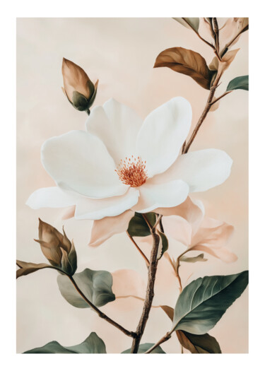 Digital Arts με τίτλο "Elegant White Magno…" από 春宇 关, Αυθεντικά έργα τέχνης, Εικόνα που δημιουργήθηκε με AI Τοποθετήθηκε στ…