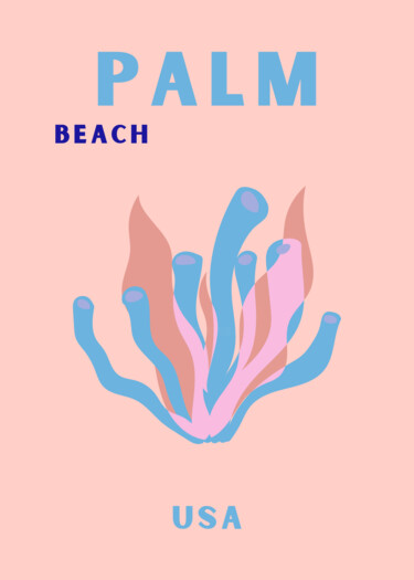 数字艺术 标题为“Palm Beach Coastal…” 由春宇 关, 原创艺术品, AI生成的图像 安装在纸板上