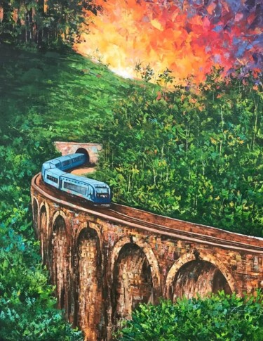 Nine Arch Bridge Sunset Ζωγραφική με τίτλο "Nine Arch Bridge Su…" από Malinga Kumarasinghe, Αυθεντικά έργα τέχνης, Ακρυλικό