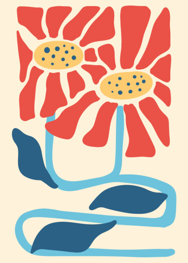 Arts numériques intitulée "Abstract Floral Blo…" par Chun Yu Guan, Œuvre d'art originale, Image générée par l'IA Monté sur C…