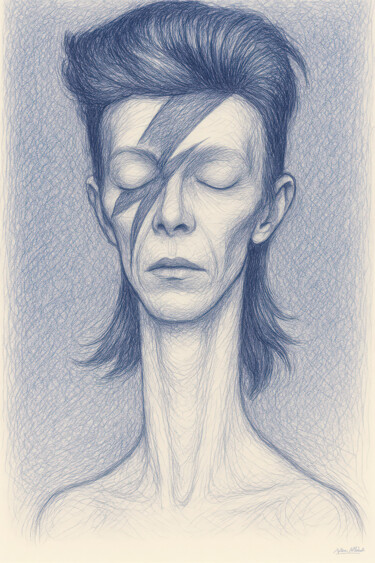 David Bowie on ballpen Цифровое искусство под названием "David Bowie on ball…" - Antoni Albalat Salanova, Подлинное произведение искусства, Цифрова…
