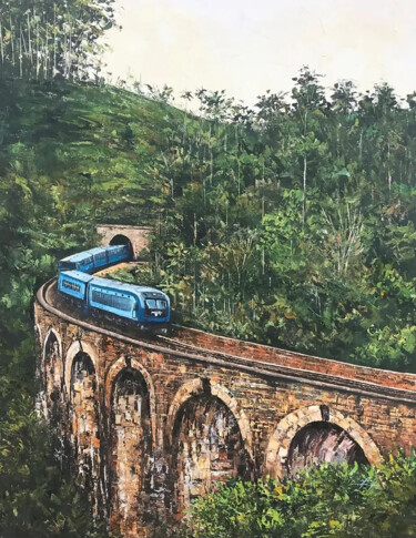 Journey Over the Jungle Viaduct Ζωγραφική με τίτλο "Journey Over the Ju…" από Malinga Kumarasinghe, Αυθεντικά έργα τέχνης, Ακρυλικό