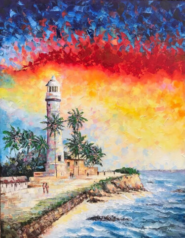 Pittura intitolato "Guiding Light Coast…" da Malinga Kumarasinghe, Opera d'arte originale, Acrilico