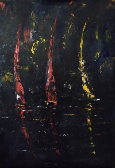 绘画 标题为“régate (III)” 由Raphael Marras, 原创艺术品, 油 安装在木质担架架上