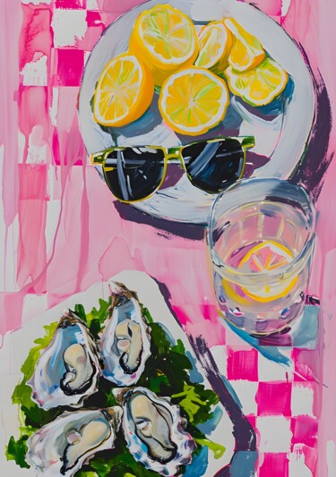 数字艺术 标题为“Sunny Oysters and L…” 由春宇 关, 原创艺术品, AI生成的图像 安装在纸板上