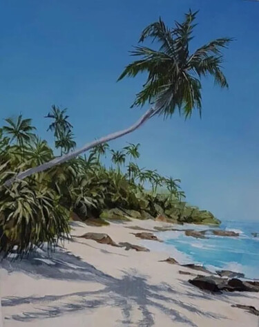 Картина под названием "Tropical Shore" - Malinga Kumarasinghe, Подлинное произведение искусства, Акрил
