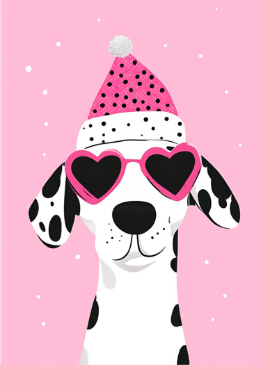 数字艺术 标题为“Cute Dalmatian in H…” 由春宇 关, 原创艺术品, AI生成的图像 安装在纸板上