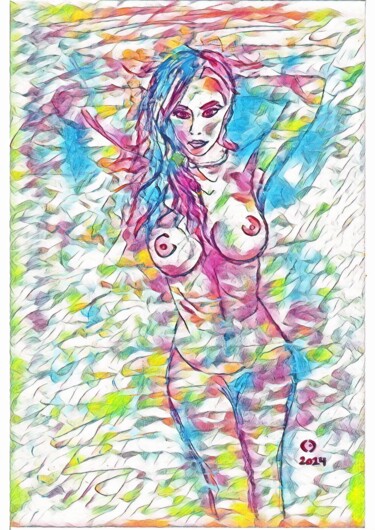 图画 标题为“Water Portrait II” 由Christian Envall, 原创艺术品, 木炭