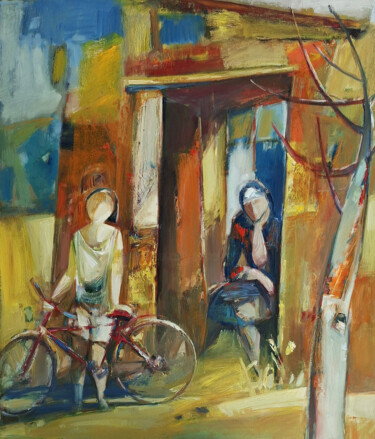 Maternal Concern Painting titled "Maternal Concern" by Mateos Sargsyan, Original Artwork, Oil Mounted on Wood Stretcher frame