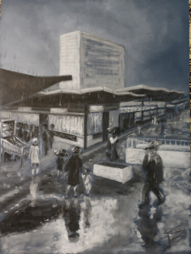 Massy sous la pluie Disegno intitolato "Massy sous la pluie" da Isabelle Blanc, Opera d'arte originale, Pastello Montato su Cartone