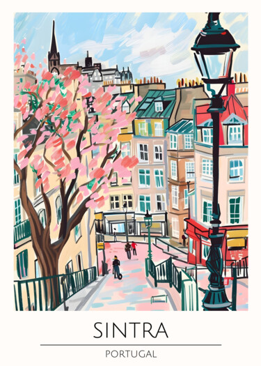 Digitale Kunst getiteld "Cherry Blossoms in…" door Chun Yu Guan, Origineel Kunstwerk, AI gegenereerde afbeelding Gemonteerd…