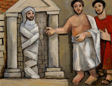 Pintura intitulada "Résurrectionn de La…" por Henri Fagerolles, Obras de arte originais, Pigmentos Montado em Armação em mad…