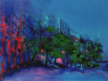 绘画 标题为“"ABSTRACTION BLEUE "” 由Marie-Paule Lingelser, 原创艺术品, 油 安装在木质担架架上