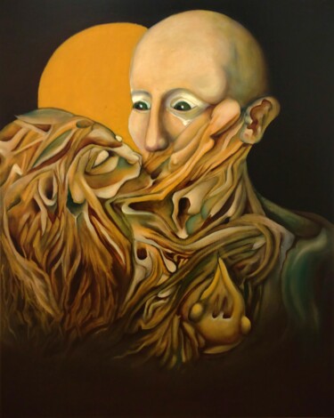 Pittura intitolato "Le Baiser" da Max No, Opera d'arte originale, Olio Montato su Telaio per barella in legno