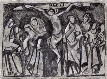 图画 标题为“Crucifixion cubiste” 由Henri Fagerolles, 原创艺术品, 孔戴