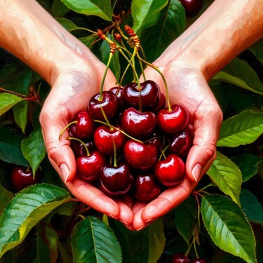 Gifts of the Cherry Orchard Digitale Kunst getiteld "Gifts of the Cherry…" door Viktoria Volina (ArtVolna), Origineel Kunstwerk, AI gegenereerde afbeeld…
