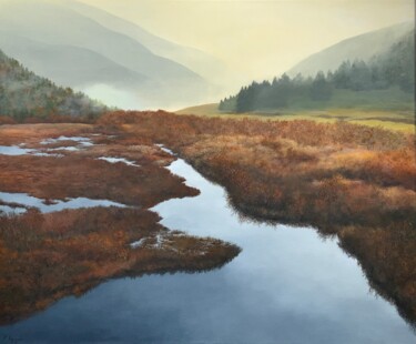 Painting titled "Reflets d’automne" by Patrick Egger, Original Artwork, Acrylic Mounted on Wood Stretcher frame