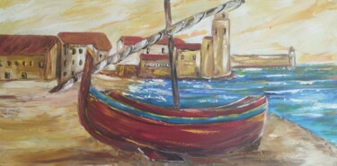 绘画 标题为“port de collioure” 由Raphael Marras, 原创艺术品, 油 安装在木质担架架上