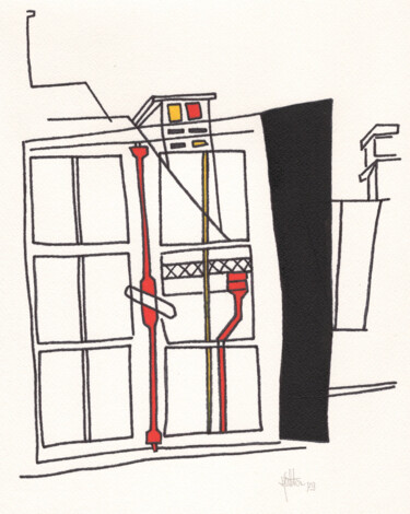 Painting titled "Fenêtre" by Alain Halter, Original Artwork, Gouache