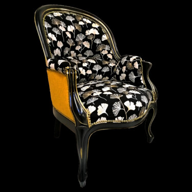 Design intitolato "Fauteuil ginko noir…" da Sarah Jettain (Eil Chans), Opera d'arte originale, Mobili