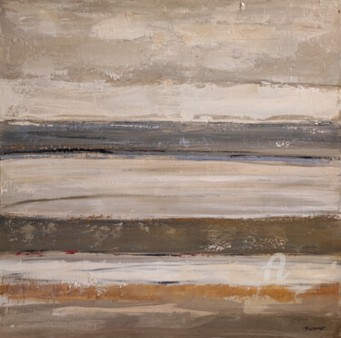 Lignes de rivage Painting titled "Lignes de rivage" by Sophie Dumont, Original Artwork, Oil Mounted on Wood Stretcher frame