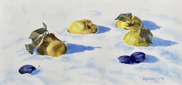 Snow fruits, original watercolor