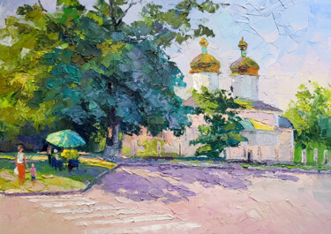 Early Morning at the Church Картина под названием "Early Morning at th…" - Boris Serdyuk, Подлинное произведение искусства, Масло Установлен на Деревянн…