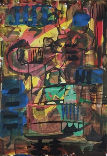 Painting titled "torrent de joie" by Armand De Latour, Original Artwork, Acrylic Mounted on Wood Stretcher frame