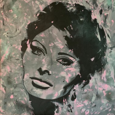 Schilderij getiteld "Italian Diva" door Renzo Valenti, Origineel Kunstwerk, Acryl Gemonteerd op Frame voor houten brancard