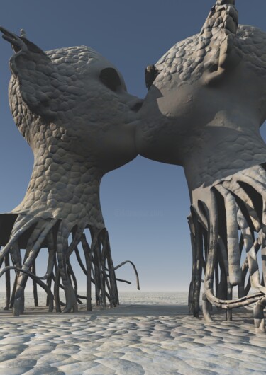 Artes digitais intitulada "le baise" por Russell Newell, Obras de arte originais, Modelagem 3D