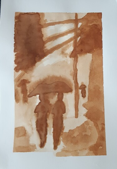 Pintura intitulada "Paint by coffee" por Alexandra Corina Irimia, Obras de arte originais, Aquarela