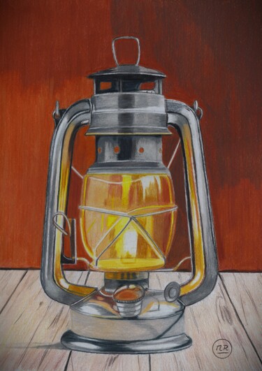 Lampe à pétrole Rysunek zatytułowany „Lampe à pétrole” autorstwa Pierre Bayet, Oryginalna praca, Ołówek
