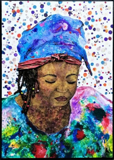 绘画 标题为“Mama Africa” 由Anne Robin, 原创艺术品, 丙烯 安装在木质担架架上