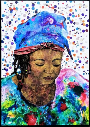 Painting titled "Mama Africa peintur…" by Anne Robin, Original Artwork, Acrylic Mounted on Wood Stretcher frame