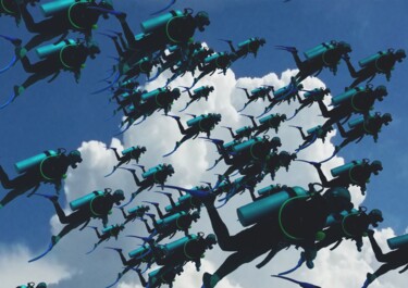 제목이 "Sky Diving"인 디지털 아트 Russell Newell로, 원작, 3D 모델링