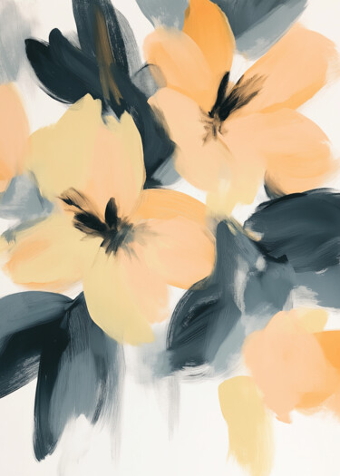 数字艺术 标题为“Abstract Floral Sym…” 由春宇 关, 原创艺术品, AI生成的图像 安装在纸板上
