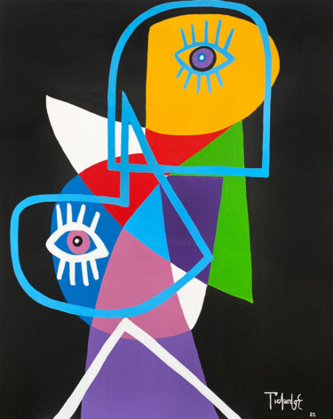 Retrato en fondo negro 绘画 标题为“Retrato en fondo ne…” 由Enrique Pichardo, 原创艺术品, 丙烯