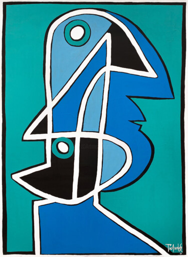 绘画 标题为“Retrato en azules.” 由Enrique Pichardo, 原创艺术品, 丙烯