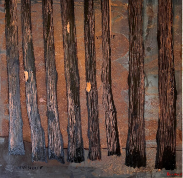 Schilderij getiteld "Nuovo fino a ieri" door Giovanna Bianco, Origineel Kunstwerk, Glazuur Gemonteerd op Metaal