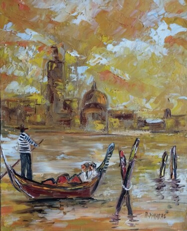 绘画 标题为“venise l apres midi” 由Raphael Marras, 原创艺术品, 油 安装在木质担架架上