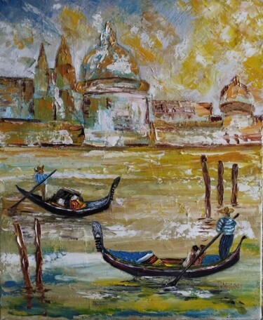 绘画 标题为“venise l apres midi…” 由Raphael Marras, 原创艺术品, 油 安装在木质担架架上