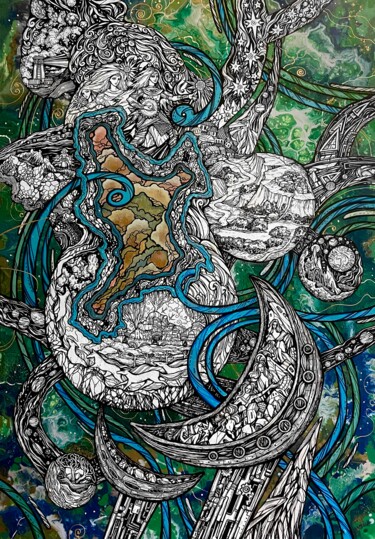 In search of Universes "In search of Univer…" başlıklı Tablo Yulia Novikova tarafından, Orijinal sanat, Akrilik Diğer sert panel üzerine monte edil…