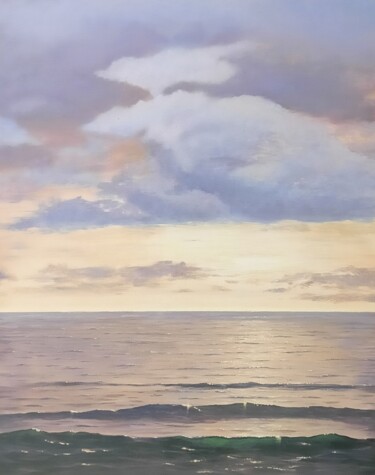 Peinture intitulée "Cloudy sunset" par Anton Neshev, Œuvre d'art originale, Acrylique